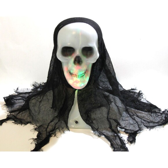 Gemmy Halloween Illuminated Grim Reaper Skull Motion Sensor Lights Scary Noises - Picture 1 of 12